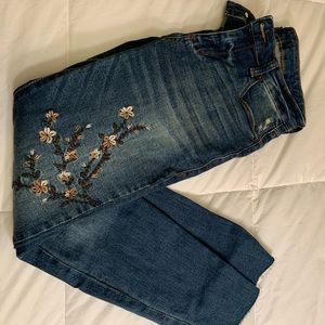 STS Blue Floral print raw hem skinny jean